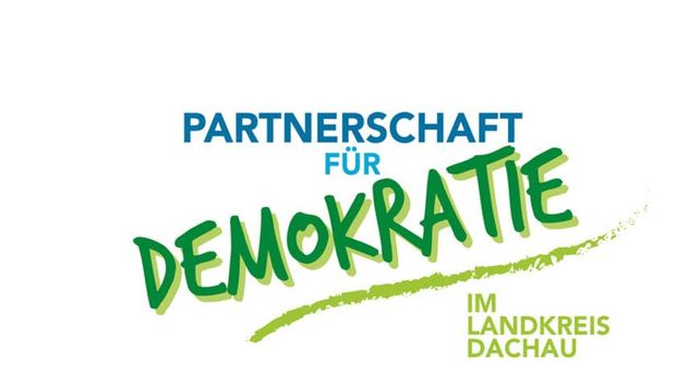 Das Bild zeigt den Schriftzug "Partnerschaft für Demokratie im Landkreis Dachau".
